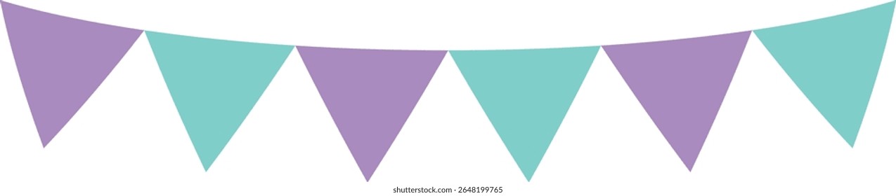 Triangle flag garland 2 colors - purple-green