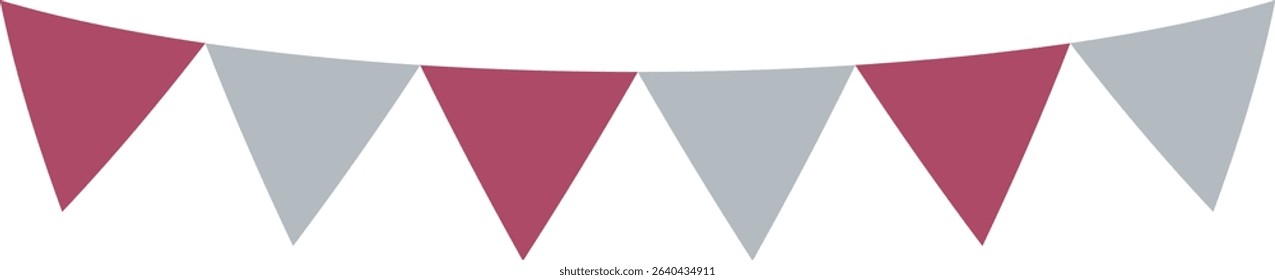 Triangle flag garland - 2colors - red-gray