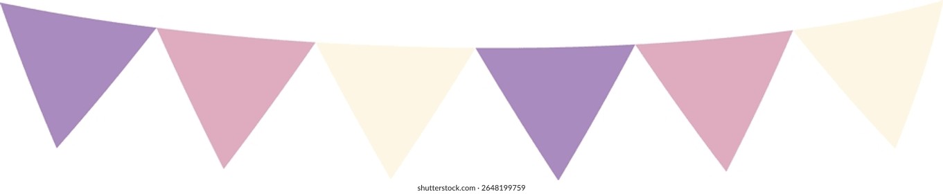 Triangle flag garland 3 colors - purple-white-pink