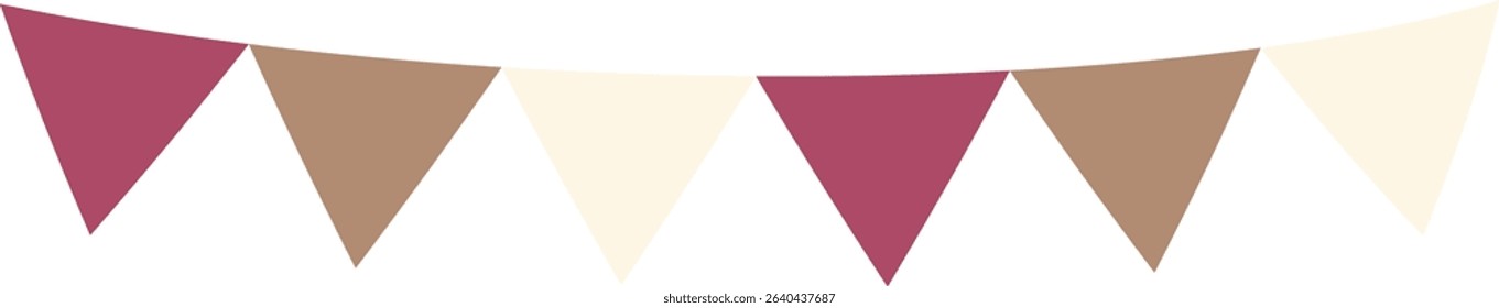 Triangle flag garland - 3colors - red-white-brown