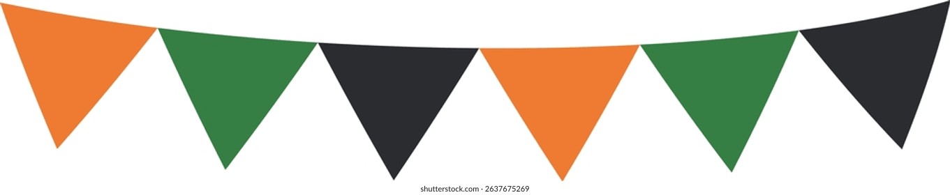 Triangle flag garland-Halloween-1- orange, black, green