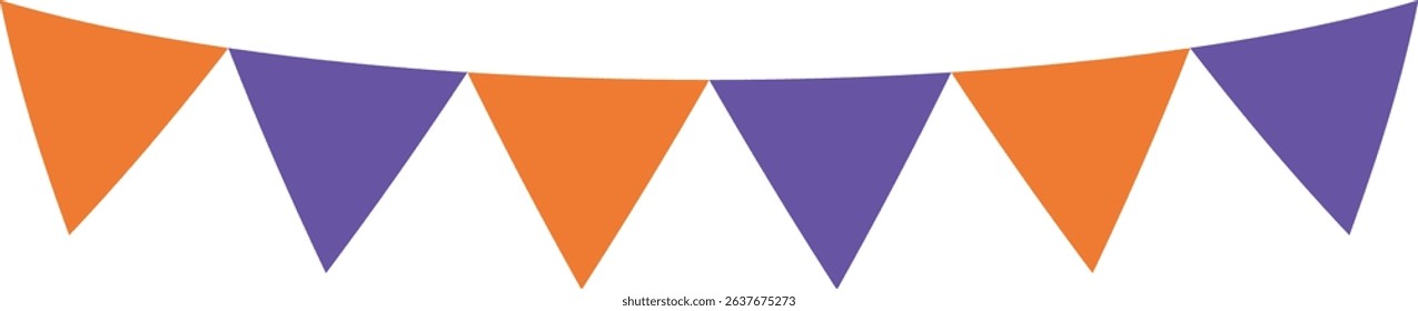 Triangle flag garland-Halloween-1- orange, purple