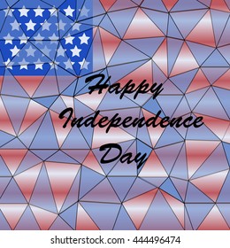 Triangle  and  flag on  a red  and  blue background