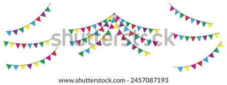 Triangle flag on white background. Colorful birthday, celebration, anniversary, festival background. Vector Illustration.