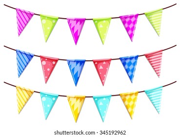 Triangle flags on the strings illustration