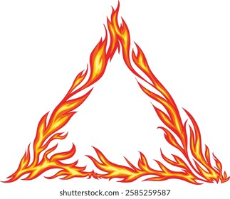 Triangle Flame Frame Vector. Burning Border Illustration. Vibrant triangle flame frame vector for digital artwork and designs. Editable and scalable EPS format.