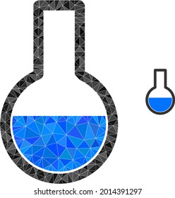Ilustración de icono poligonal del matraz triangular. El icono de flask lowpoly está lleno de triángulos. Imagen de malla geométrica plana basada en el icono de máscara.