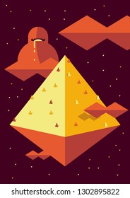 Triangle Floating in Space Geometry Art