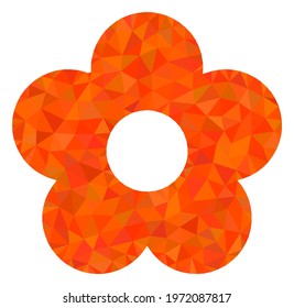 Triangle flower polygonal symbol illustration. Flower lowpoly icon is filled with triangles. Flat filled abstract mesh symbol based on flower icon.