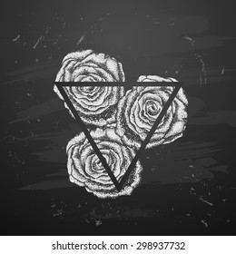 Triangle with flowers in the style of tattoos