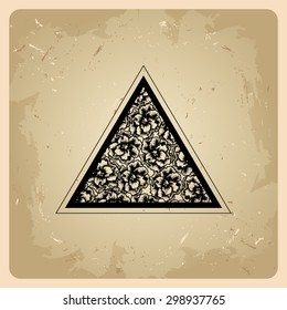 Triangle with flowers in the style of tattoos