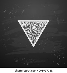 Triangle with flowers in the style of tattoos