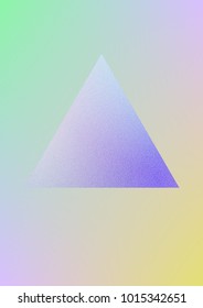 Triangle fluid with hologram shapes. Gradient triangles on holographic background. Modern hipster template for placards, banners, flyers, cover, brochure. Minimal triangle fluid in vibrant neon colors