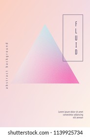 Triangle fluid with hologram shapes. Gradient triangles on holographic background. Modern hipster template for placards, banners, flyers, cover, brochure. Minimal triangle fluid in vibrant neon colors