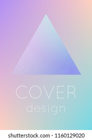 Triangle fluid with hologram shapes. Gradient triangles on holographic background. Modern hipster template for placards, banners, flyers, cover, brochure. Minimal triangle fluid in vibrant neon colors
