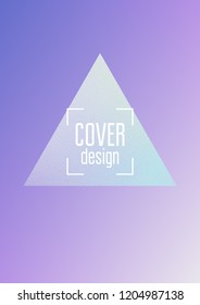 Triangle fluid with hologram shapes. Gradient triangles on holographic background. Modern hipster template for placards, banners, flyers, cover, brochure. Minimal triangle fluid in vibrant neon colors