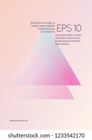 Triangle fluid with hologram shapes. Gradient triangles on holographic background. Modern hipster template for placards, banners, flyers, cover, brochure. Minimal triangle fluid in vibrant neon colors