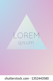 Triangle fluid with hologram shapes. Gradient triangles on holographic background. Modern hipster template for placards, banners, flyers, cover, brochure. Minimal triangle fluid in vibrant neon colors