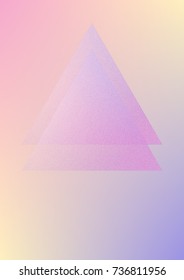 Triangle fluid with hologram shapes. Gradient triangles on holographic background. Modern hipster template for placards, banners, flyers, cover, brochure. Minimal triangle fluid in vibrant neon colors
