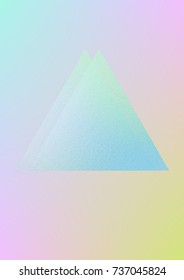 Triangle fluid with hologram shapes. Gradient triangles on holographic background. Modern hipster template for placards, banners, flyers, cover, brochure. Minimal triangle fluid in vibrant neon colors