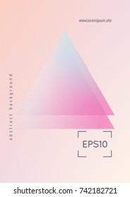 Triangle fluid with hologram shapes. Gradient triangles on holographic background. Modern hipster template for placards, banners, flyers, cover, brochure. Minimal triangle fluid in vibrant neon colors