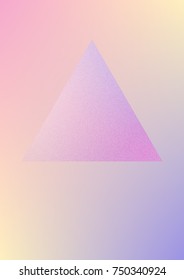 Triangle fluid with hologram shapes. Gradient triangles on holographic background. Modern hipster template for placards, banners, flyers, cover, brochure. Minimal triangle fluid in vibrant neon colors