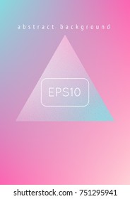 Triangle fluid with hologram shapes. Gradient triangles on holographic background. Modern hipster template for placards, banners, flyers, cover, brochure. Minimal triangle fluid in vibrant neon colors