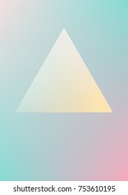 Triangle fluid with hologram shapes. Gradient triangles on holographic background. Modern hipster template for placards, banners, flyers, cover, brochure. Minimal triangle fluid in vibrant neon colors