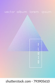 Triangle fluid with hologram shapes. Gradient triangles on holographic background. Modern hipster template for placards, banners, flyers, cover, brochure. Minimal triangle fluid in vibrant neon colors