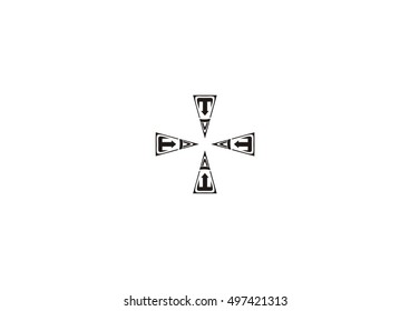 triangle in to font vector icon logo