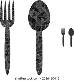 Triangle Food Utensil Polygonal Icon Illustration. Food Utensil Lowpoly Icon Is Filled With Triangles. Flat Filled Abstract Mesh Symbol Based On Food Utensil Icon.