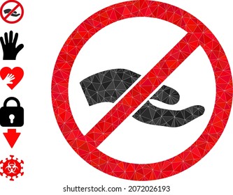 Triangle forbid asking hand polygonal symbol illustration, and similar icons. Forbid Asking Hand is filled with triangles. Low-poly forbid asking hand constructed from randomized filled triangles.