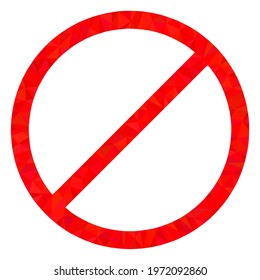 Triangle forbidden polygonal icon illustration. Forbidden lowpoly icon is filled with triangles. Flat filled geometric mesh symbol based on forbidden icon.