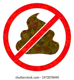 Triangle forbidden shit polygonal icon illustration. Forbidden Shit lowpoly icon is filled with triangles. Flat filled geometric mesh symbol based on forbidden shit icon.