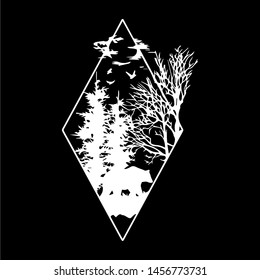triangle forest design illustration hand drawn