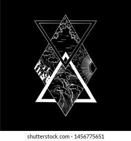triangle forest mountain design illustration hand drawn