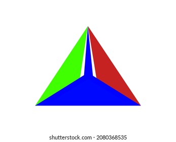 triangle forming arrow or pyramid line art vector icon for app and website geometric background