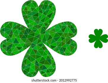 Triangle four leaf clover polygonal icon illustration. Four Leaf Clover lowpoly icon is filled with triangles. Flat filled geometric mesh symbol based on four leaf clover icon.