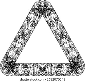 Marco de triángulo con patrón de malla de línea de Fractal Abstractas - Diseño de borde de Vector geométrico