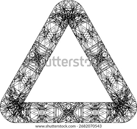 Triangle Frame with Abstract Fractal Line Mesh Pattern – Geometric Vector Border Design