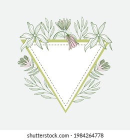 triangle frame botanical flowers foliage