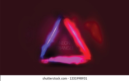 triangle frame neon glowing with light blue and pink with space for your text