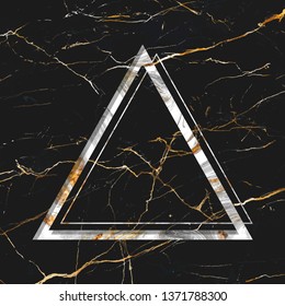 Triangle frame on black marble textured background vector