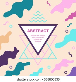 Triangle frame for your design on fluid flat abstraction background.