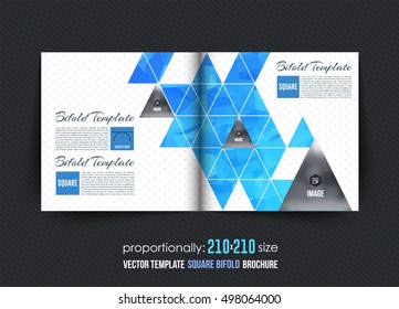 Triangle Frames Square Bi-Fold Brochure Design. Corporate Leaflet, Cover Template