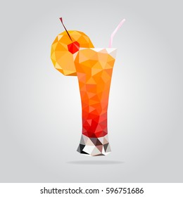 Triangle fruit cocktail vector illustration. Polygon cocktail icon