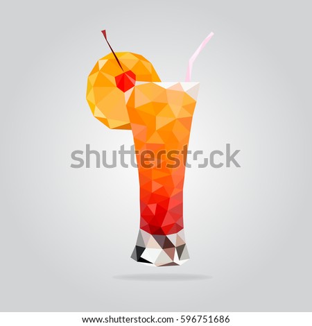 Triangle fruit cocktail vector illustration. Polygon cocktail icon