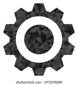 Triangle gear polygonal icon illustration. Gear lowpoly icon is filled with triangles. Flat filled abstract mesh image based on gear icon.