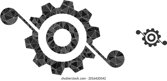 Triangle gear solution polygonal symbol illustration. Gear Solution lowpoly icon is filled with triangles. Flat filled geometric mesh symbol based on gear solution icon.
