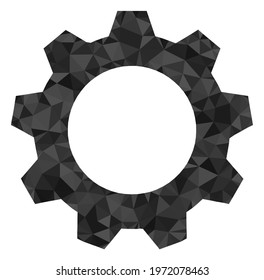 Triangle gearwheel polygonal icon illustration. Gearwheel lowpoly icon is filled with triangles. Flat filled abstract mesh image based on gearwheel icon.